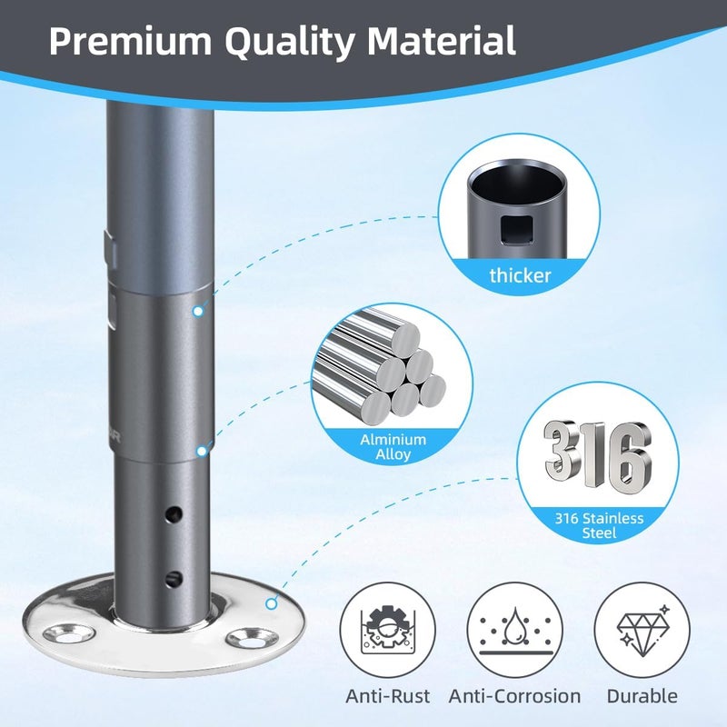 XTAR Starlink Mounting Kit for Marine Yacht Ship RV, Pipe & Pole Mount Adapter, Marine Antenna Mount for Starlink Internet Kit Satellite (Mount KT 2) - Image 3